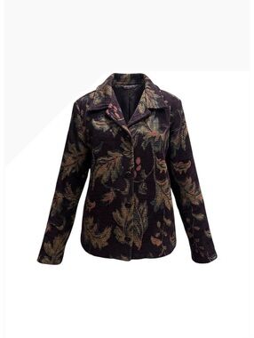First Option Women's Floral Patterned Corduroy Jacket XL